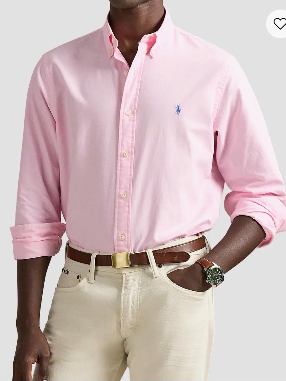 Polo Ralph Lauren Garment Dyed Oxford Shirt Pink Classic Fit Large